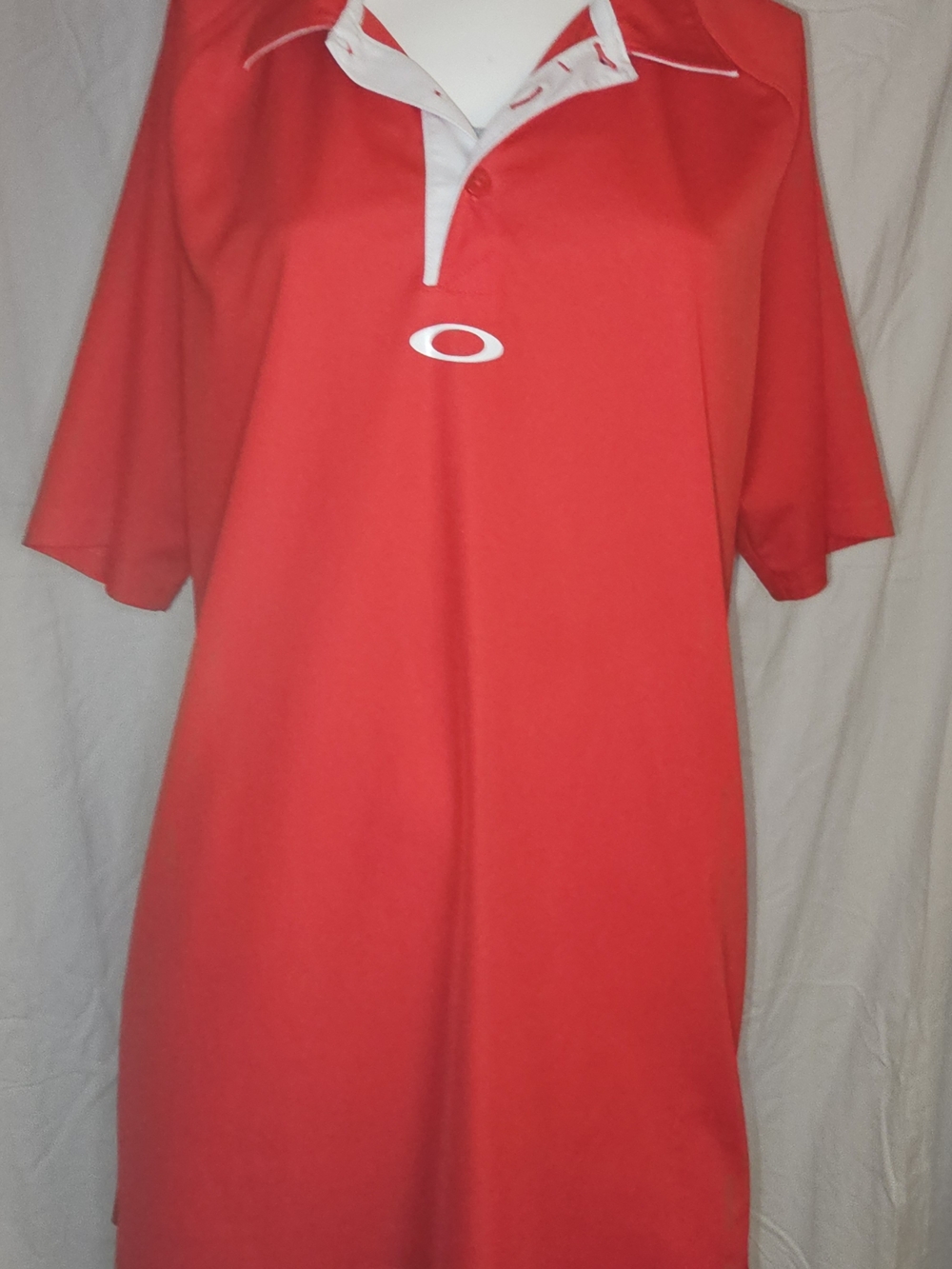 Oakley Red & White Short-Sleeve Polo Shirt
